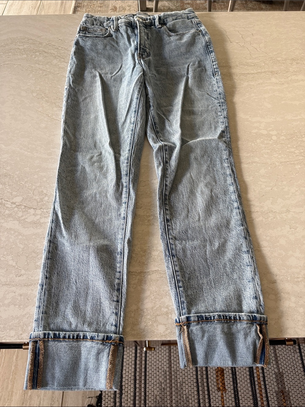 Good American Light Blue Straight Leg Jeans